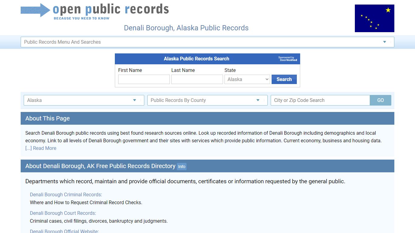 Denali Borough, AK Free Public Records | Criminal | Arrests | Court Search